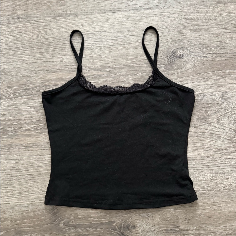 Black Lace-Trim Cami Tank Top - Women